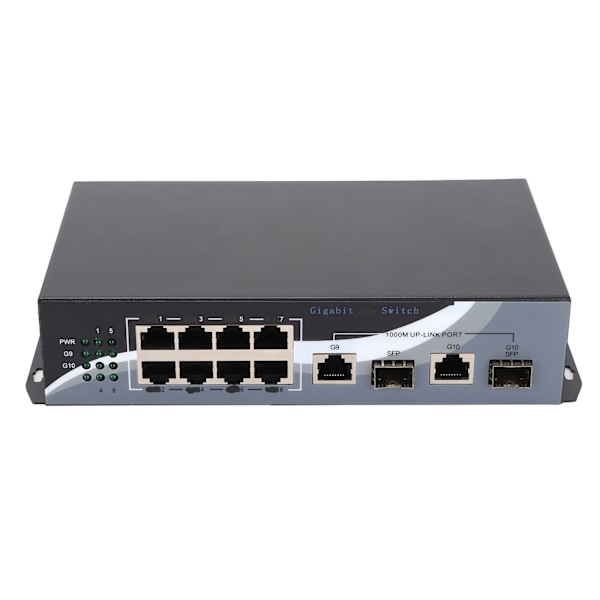 Ethernet Mediaomvandlare Twisted Pair RJ45 10/100/1000M 2 Optisk Fiber 10 Portar Adaptiv SFP