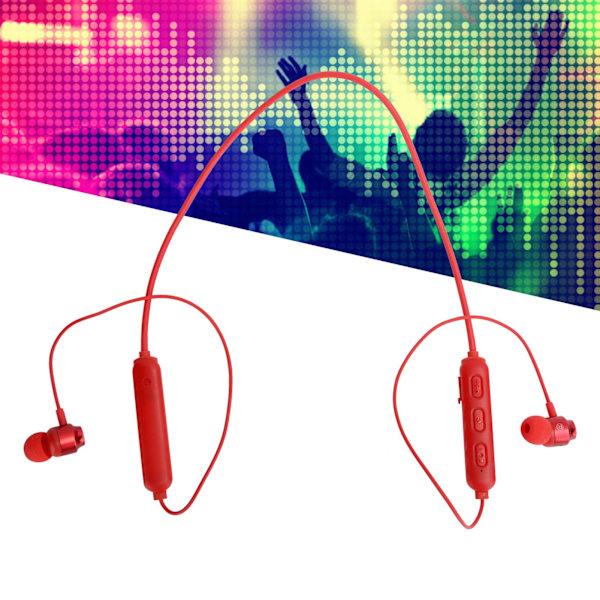 Sport Bluetooth-headset med nackmonterad brusreducering HIFI-hörlurar med magnetisk sugning (röd)