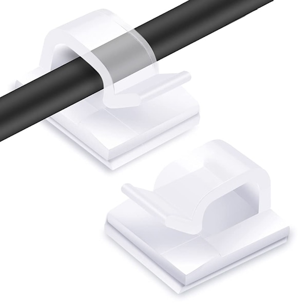 60 stk kabelholder liten hvit firkant (vanlig limteip)