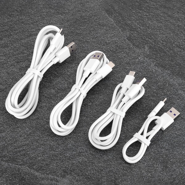 4 stk. sett Type C Super Fast 5A USB datakabel laderledning Hurtiglading kabler