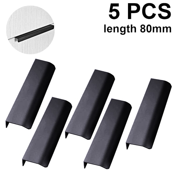 5-pack moderna fingerstilkantdraghandtag för möbler, lådor, dolda skåp, kökslådor