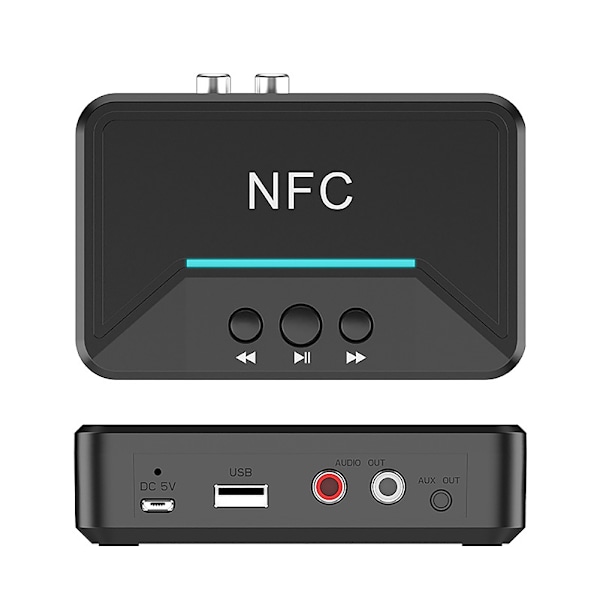 Bluetooth 5.0 modtager Smart NFC A2DP RCA AUX 3,5 mm stik trådløs adapter til bilhøjttaler hovedtelefon