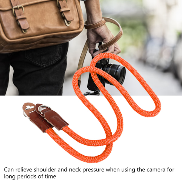 Kamerarem i läder och nylon för digitala systemkameror, orange