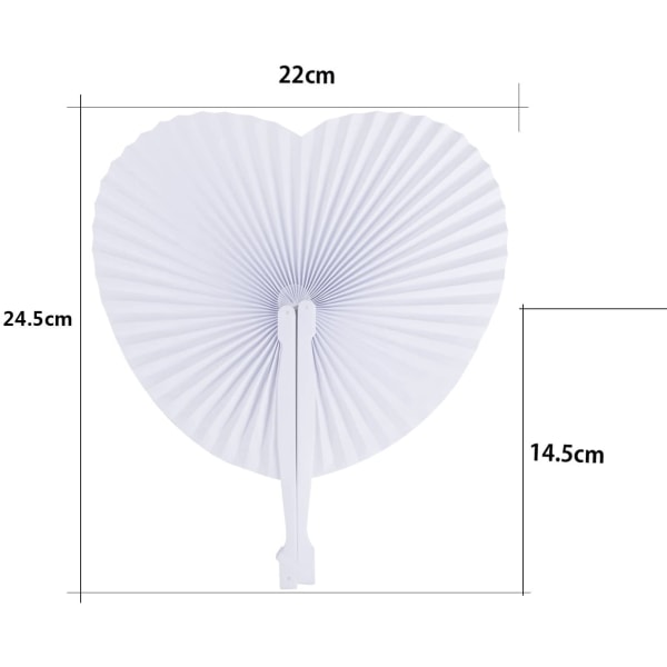 ABSOFINE 24 STK. Vifte Bryllup Papirvifte Hjerteformet Hvit