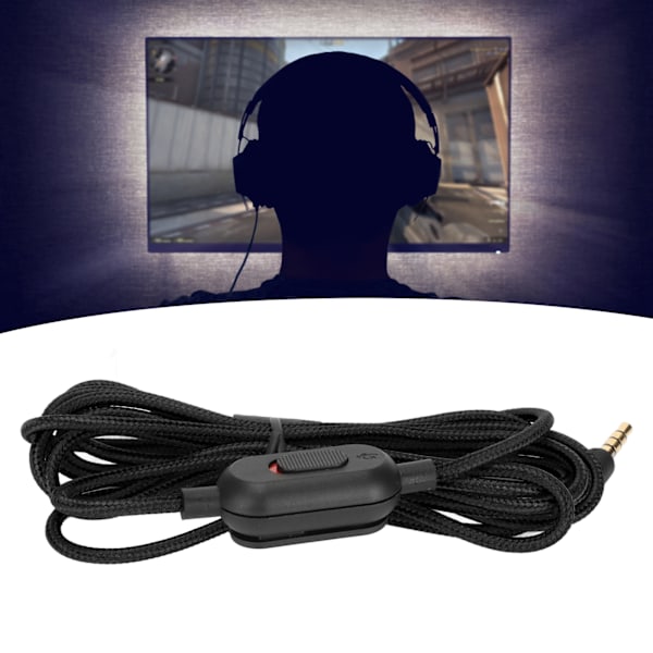 Gaming Headset Kabel Vävda Hörlurar Sladd med Volymkontroll och Mute-switch för Logitech G Pro G Pro X G433 G233 Svart