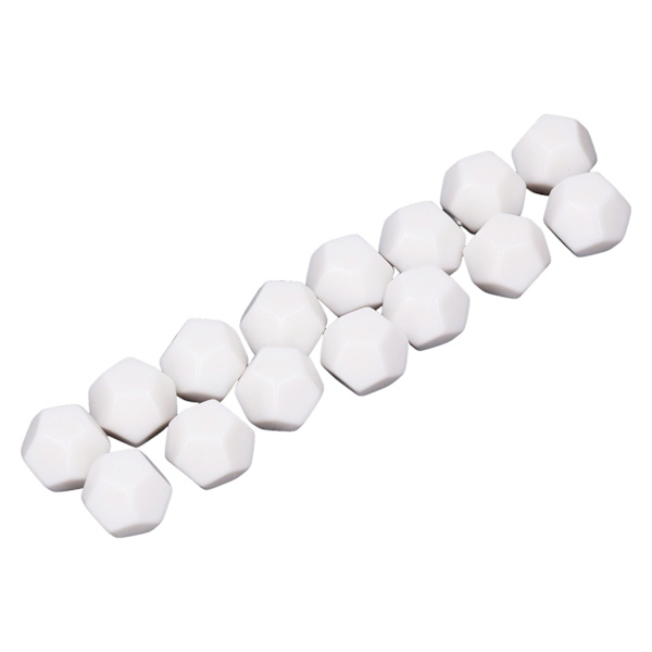 30 stk. 12-sidet tomme terninger i plast, skriv på terninger til undervisning, terningesæt i polyhedron til underholdning og undervisning, 2,2 cm, hvid