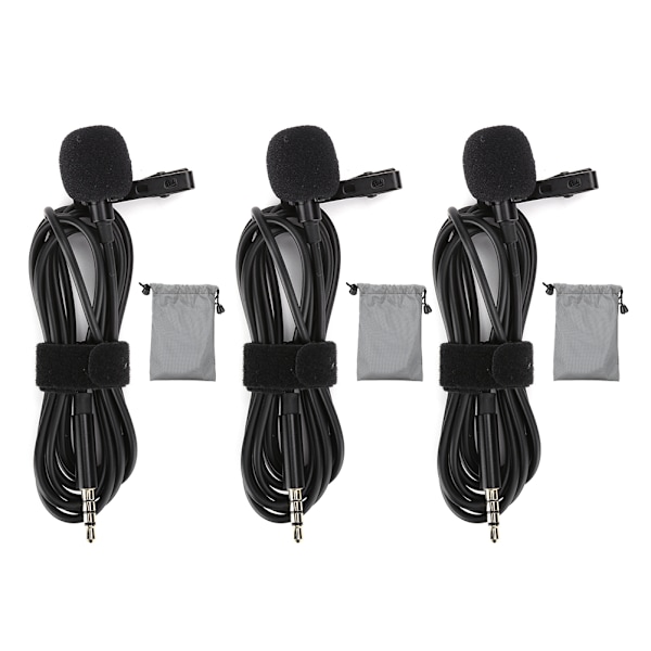 3 st Mobiltelefon Lavalier Clip-on Kapacitans Mikrofon MIC 3,5 mm AUX Utrustning