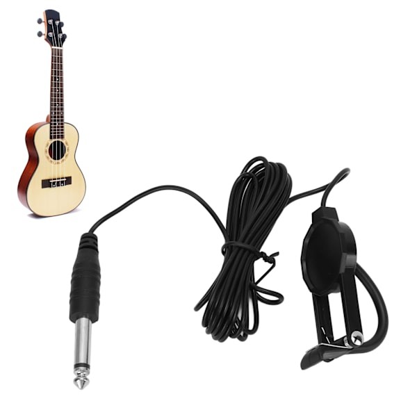 Violin Pickup Clip On Design 1/4in Jack Eliminerer Støj Violin Pickup Tilbehør Sort 2.5m Kabel