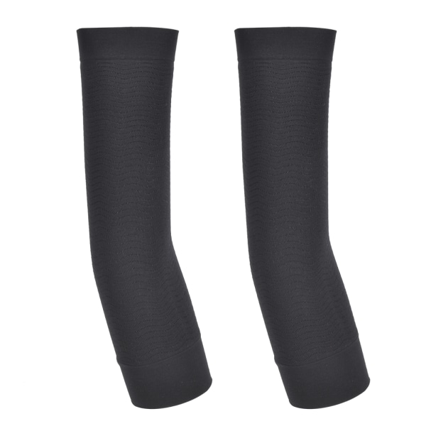 Et par med svarte pustende nylon svettabsorberende slanke armformere for sport løping yoga