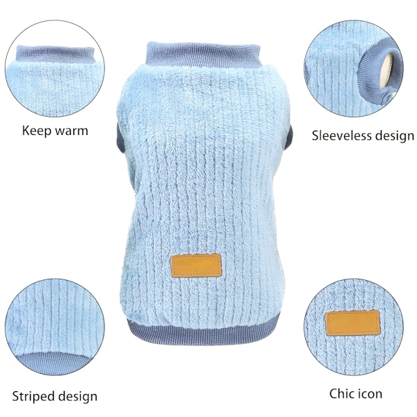 2-pak hundetrøje med sele-ring, fleece varm hvalpesweater