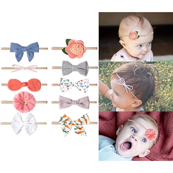 Bedårande Spets Hårband för Babyflickor, Mjuka Stretchiga Nylon Håraccessoarer för Stilfulla Håraccenter, Trendiga Babytillbehör, Bekväma Babykläder