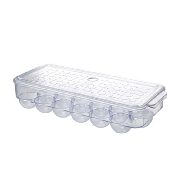 BPA-fri Äggbricka, Genomskinlig Äggbehållare i Plast för Utrymmeseffektiv Förvaring, Äggorganisatör för Kylskåp med Vertikal Skåra för Stapelbar Organisation