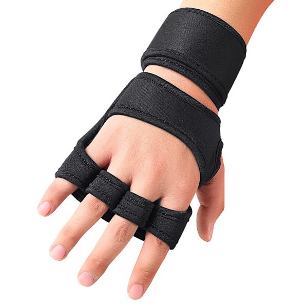 Ventilerede træningshandsker med integrerede håndledsstøtter Anti-slip silikone håndfladepolstring til mænd og kvinder Fitness Cross Training Vægtløftning