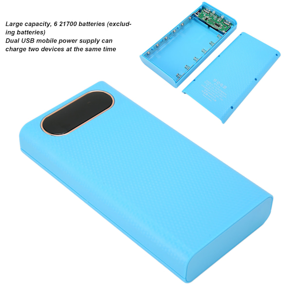 6x21700-akkupankin kotelo 21700-akkulaatikko DIY-virtapankkikotelo LCD-näytöllä puhelimeen sininen