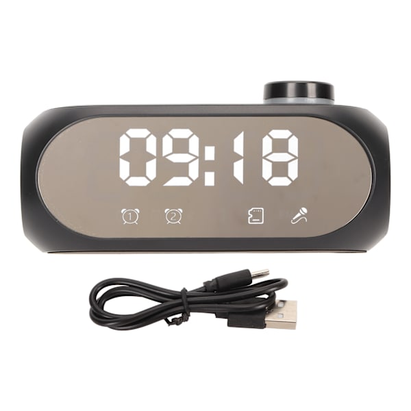 Langaton Bluetooth-kaiutin RGB-valaistus Vahva basso Lämpötilanäyttö Äänitiedote FM-radio Peili Herätyskello