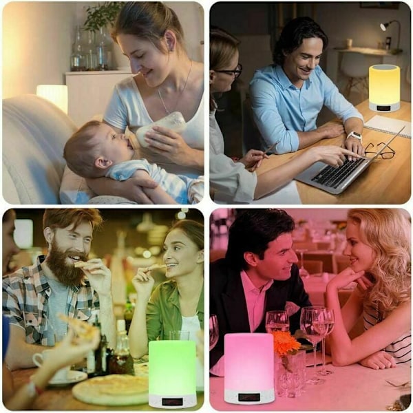 Multifunktionell Trådlös Bluetooth-Högtalare, Touch-Kontrollerad Portabel Bordslampa med Färgglada LED-Ljus, Perfekt för Tonåringar och Vuxna, Hög