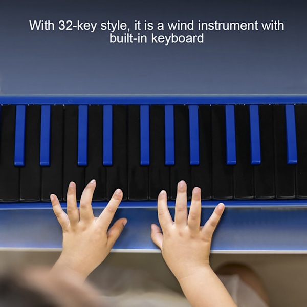 Melodica 32-tangenters blåsinstrument lämplig för nybörjarövning Väska F32s (blå)