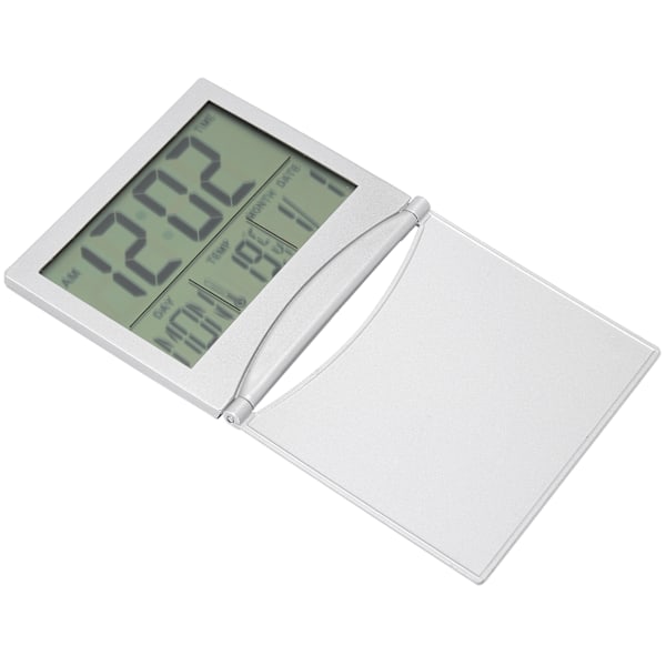 Elektronisk kompakt skrivbordsväckarklocka hopfällbar kalender temperatur timer klocka för resor