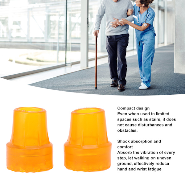 2 stk. Stokkepindespidser Anti-Slip Gummi Krykke Stokkepindespidser Gummi Pude Spidser Udskiftning til Gåstok