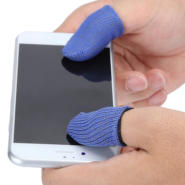 20 stk. Åndbar Mobilspil Fingersleeve Touch Screen Anti-sved Nylon Ledende FiberBlå