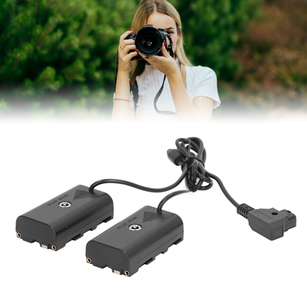 D Tap till NP F970 F570 F550 Dummy Batteri 2 i 1 DC Koppling LED Ljus Digitalkamera Dummy Batteri för Atomos Ninja V Monitor