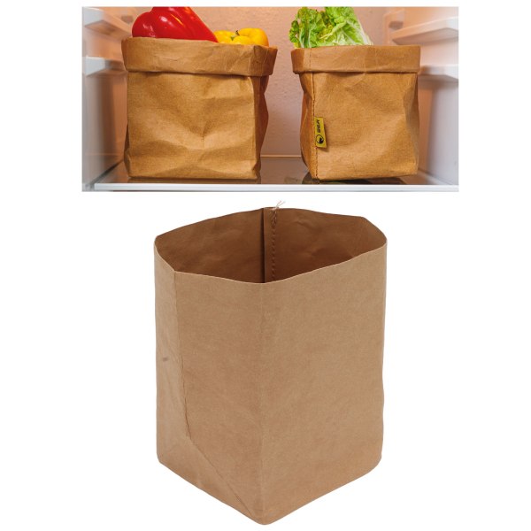 Washed Kraft Paper Bag Waterproof Flowerpot Food Storage Bag for Holding Food Fruits Vegetables Household Sundries L