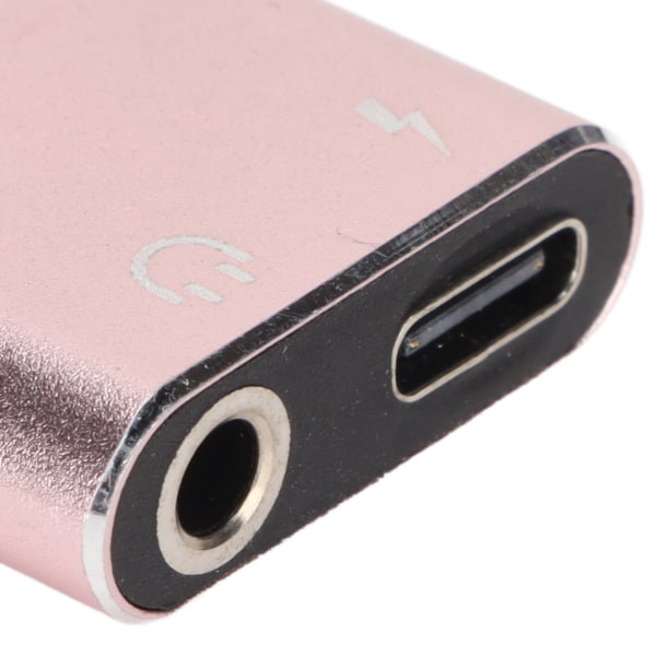 2 i 1 hörlursadapter Typ C till 3,5 mm port laddningsport Mini bärbar hörlursomvandlare Rosa