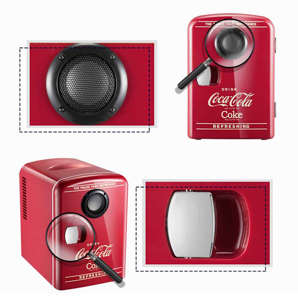 Coca-Cola 12v Bärbar 4 Liter/6 Burkar Termoelektrisk Minikyl Kyl/Värmare Med Bluetooth-högtalare