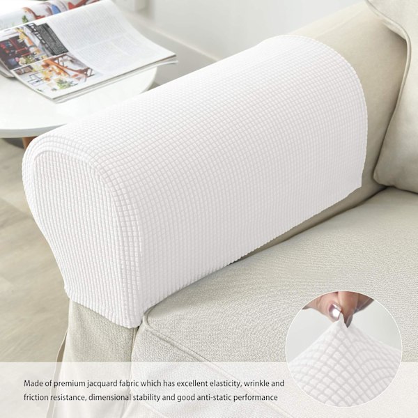 Set om 2 Jacquard Stretch Soffa Fåtölj Armstödsskydd Anti-Slip Möbelskydd Armstödsskydd för Soffa Recliner