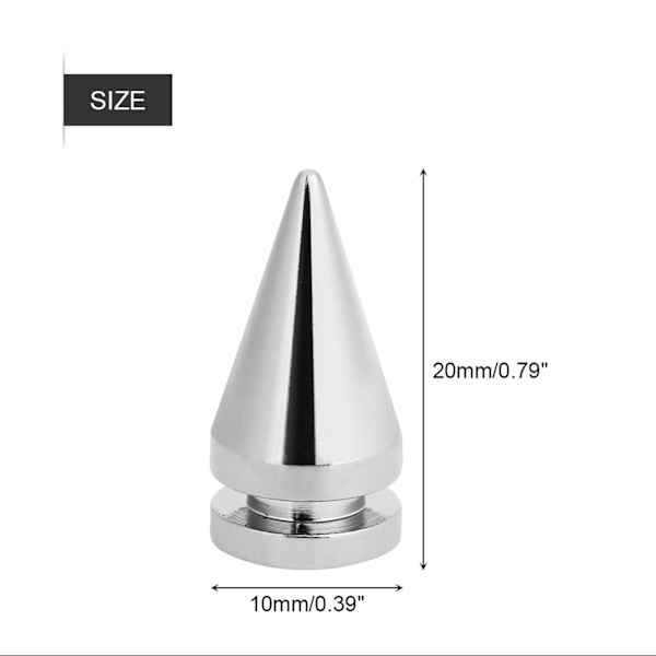 20 st 10*20mm Silver Metal Bullet Spikes Nitar Nitar Väska Bälte Läderhantverk