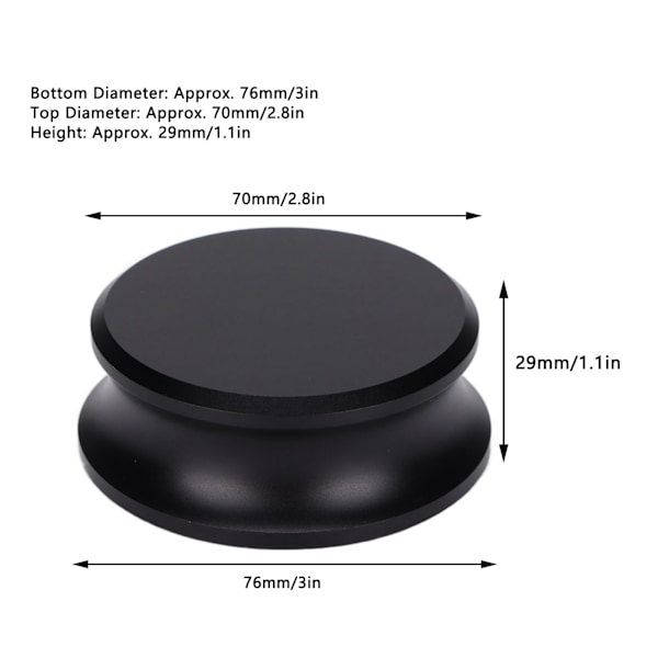 Vægtstabilisator til pladespillere i aluminium - Sort pladespillerklemme til vinylplader - Sort