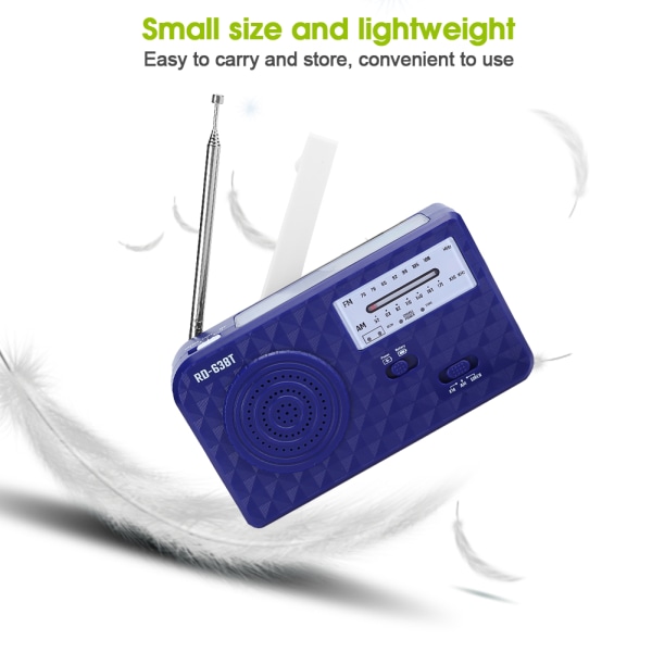 RD638 ABS Solenergi Nödmultifunktionshandvevradio Stöd FM/AM-funktion