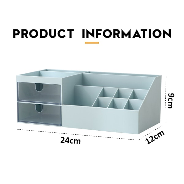 Kosmetisk/Makeup Vanity Organizer Box, Mini Skrivebordsopbevaring til Kontorartikler, Badeværelsesdisk eller Kommode, 24*12*9cm