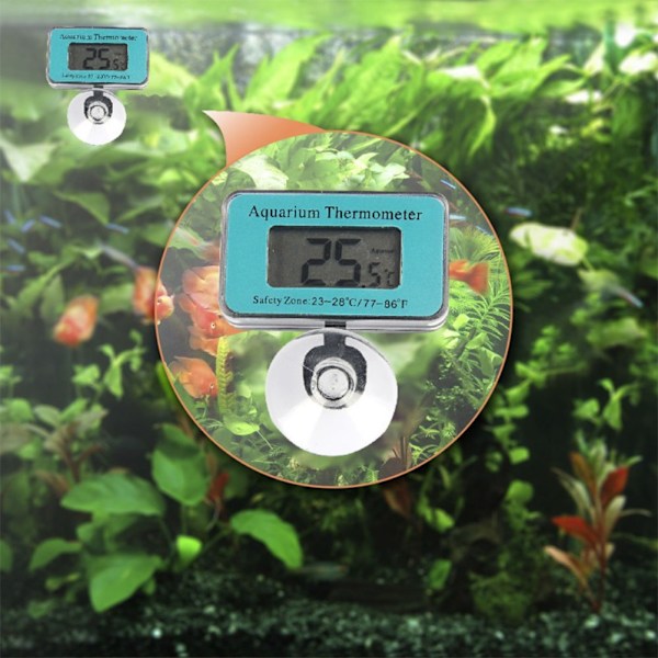 LCD-skjerm akvarie termometer digital fisketank nedsenkbar vannmåler