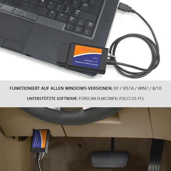 OBD2 Diagnostisk Anslutningskabel USB-gränssnitt Automatisk Felkontrollverktyg Passar för Ford
