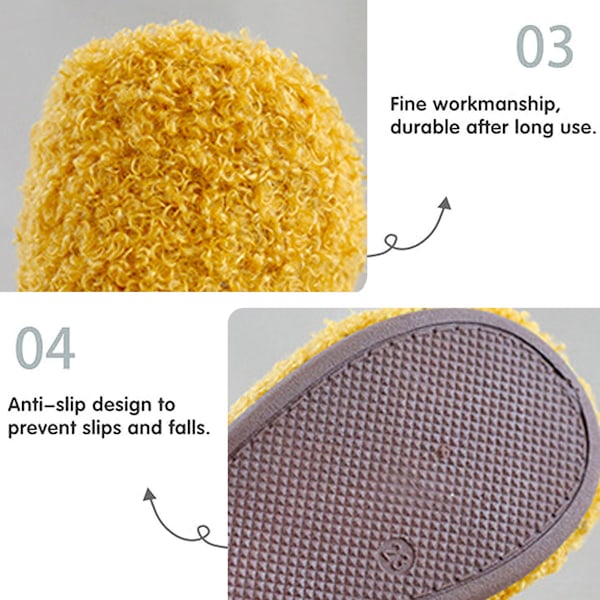 1 par Unisex Barn Toddler Tofflor Strumpor, Konstgjorda Ulltofflor med Halkfri Gummisula (Inre längd 13.5cm) yellow 13.5cm