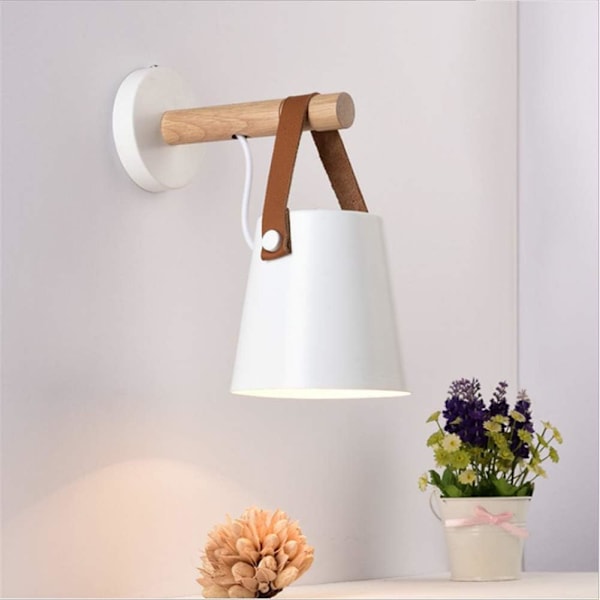 Vägglampa för inomhusbruk, Populär Modern Design Trä Metall Vägglampa E27 Enkel Installation för Sovrum Vardagsrumsinredning (8-10㎡ Utrymme)