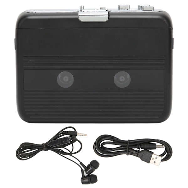 TON007B Bluetooth Kassetteafspiller med Hovedtelefon Auto Reverse Funktion Stereo KassetteafspillerSort