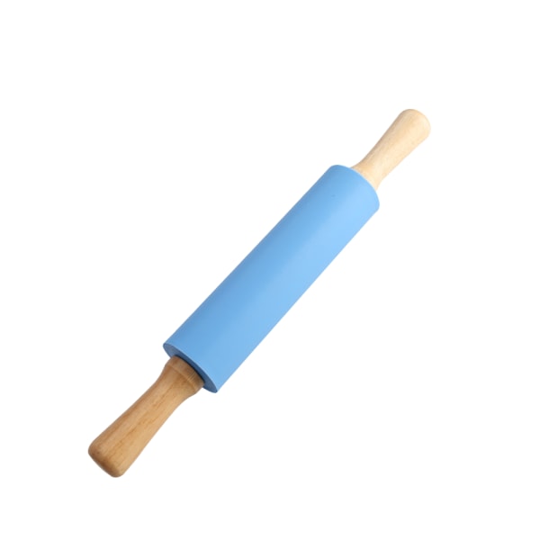 Silicone Rolling Pin for Baking - Nonstick Surface Wooden Handle