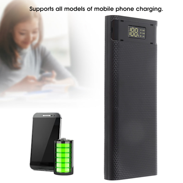 Snabbladdningsversion 8x18650 Power Bank Case USB DIY Kit Skal Batterihållare LaddningsboxSvart