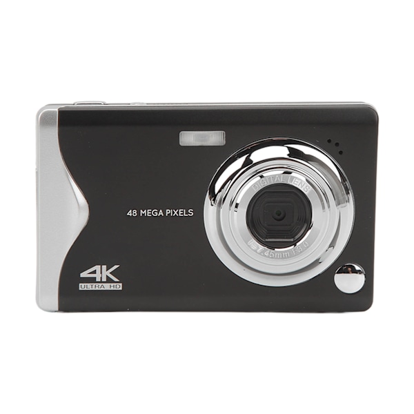 3.0in LCD Digitalkamera 4K 48MP 16X Zoom Anti Shaking Bärbar HD-kamera med Typ C-port Fyllningsljus för tonåringar Barn Nybörjare Svart
