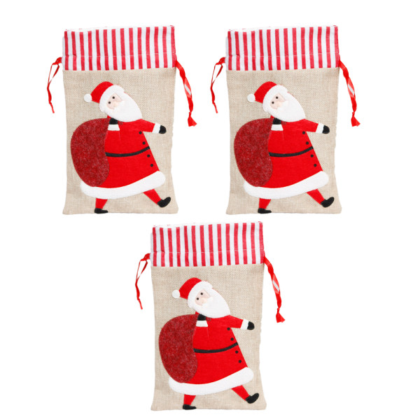3-pack Christmas Rendeer Santa Snowman Xmas Presentpåse med Dra Santa Claus