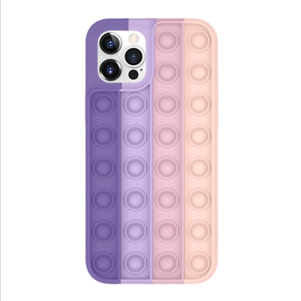 Bubble Sensorisk Fidget Leksak Mobilskal, 3D Mjuk Silikon Regnbågsfärg Simple Dimple Stress Relief Mobilskal för iPhone 11 till 12 Pro Max (Blandad Färg) for iPhone XR