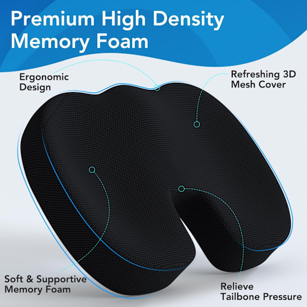 Ländryggs- och nackkuddeset, 2-i-1 sits- och ländryggsstöd, memory foam, bekväm, andningsbar, ergonomiskt utformad för att förbättra hållningen och