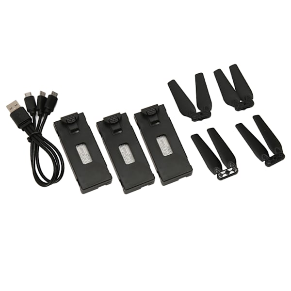 3 stk. 3,7V 1800mAh dronebatteri plug and play RC UAV-batteri med propelblade til E88 E88PRO E525 E99 E99PRO P1 K3 S1