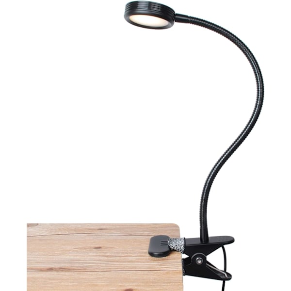Skrivbordslampa med automatisk avstängningstimer, flexibel svanhals, ögonvård och 3 färglägen, justerbar ljusstyrka för läsning, minnesfunktion, USB-driven och robust