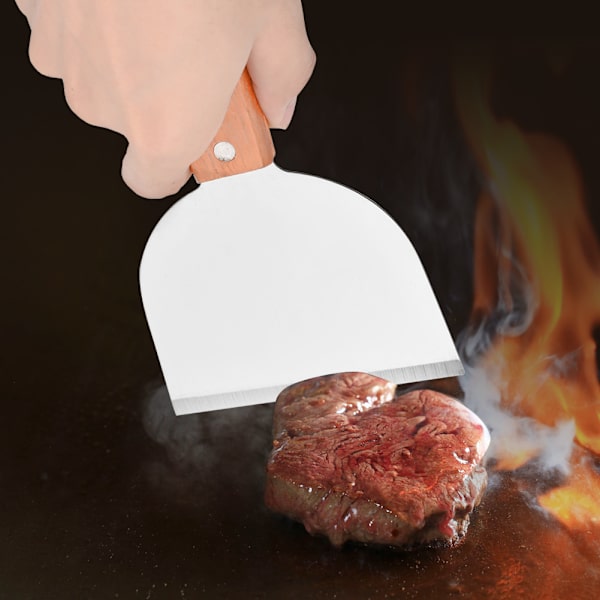 Grillskrape i rustfritt stål for grill, grill, kjøkken, matlaging, biff, stekt spade, pannekakespade