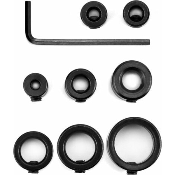 Borrdjupsspärrset, djupspärrar för borr Ø 3/4/5/6/8/10/12/16 mm insexnyckel ingår svart 9 st