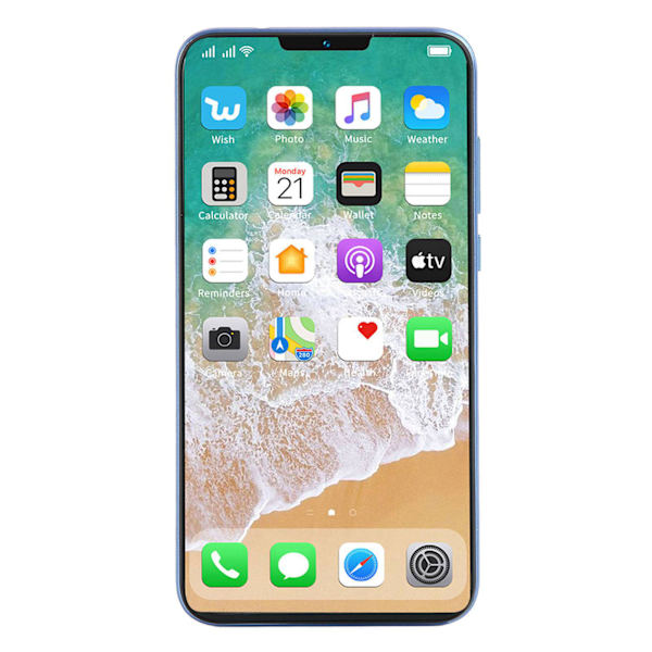 Låst upp smartphone Blå 6in 4GB RAM 32GB ROM Ansiktssigenkänning Mobiltelefon för Android 11 100‑240V