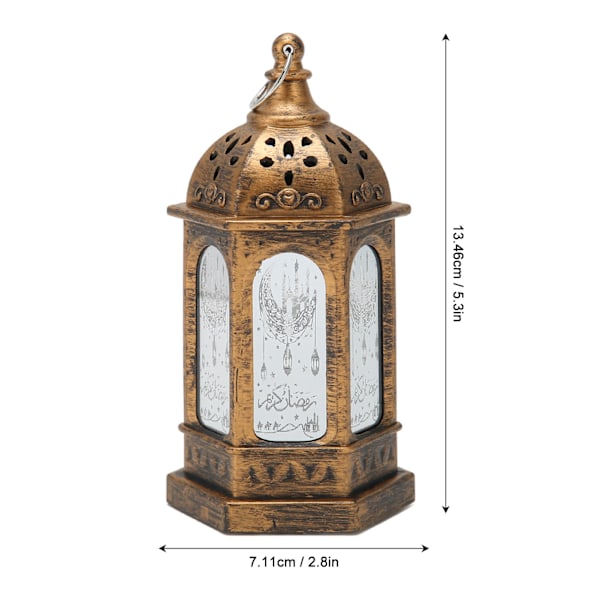 Mini Ramadan Lygte Retro Marokkansk Stil Dekorativ LED Eid Mubarak Lygte til Hjem Have Bryllup Festival 6stk Bronze Guld
